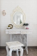 Luxurious white dressing table. Resolution and high quality beautiful photo