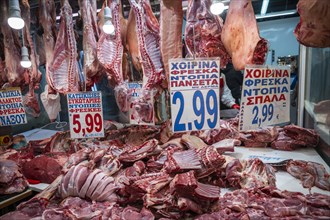 Raw meat at a stall