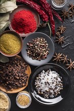 Various spices bowls. Resolution and high quality beautiful photo