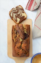 Marble cake on wooden board