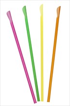 Colorful straws for beverage isolated on a white background