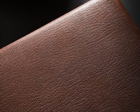 Extreme close up brown leather black background
