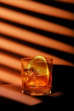 Low key photo of cocktail with brandy and orange liquor