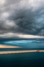 Dramatic sky and clouds during a storm over Mediterranean Sea