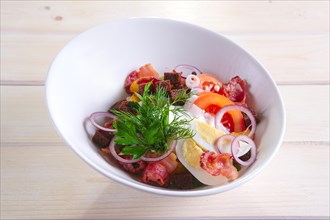 Country salad with fried potato