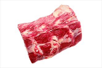 Raw fresh beef chuck center roast isolated on white background