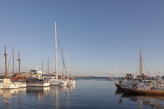Boats anchored in the port of Pafos