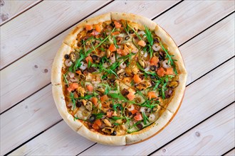 Pizza with shrimps