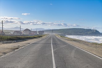 Straight road at Beach at Okhotskoye