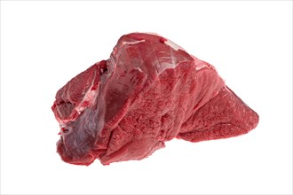 Raw fresh deer boneless ham isolated on white background