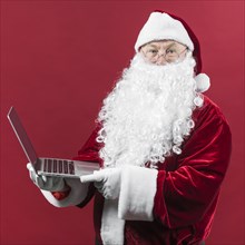 Santa claus glasses with laptop. Resolution and high quality beautiful photo