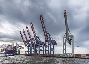 Container port with cranes in the port of Hamburg