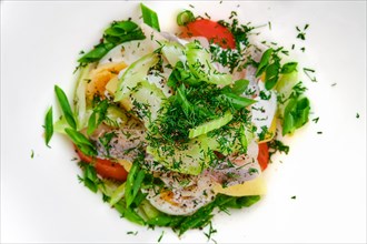 Macro photo of salad with herring