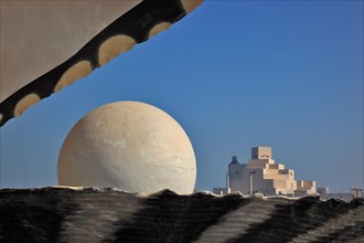 The Pearl Fountain and Oyster Fountain on the Corniche in Doha