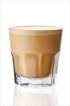 Glass of latte isolated on white background