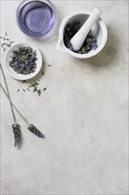 Lavender bowls copy space