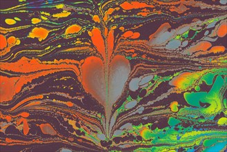 Traditional art of Ebru marbling. Abstract marbling floral pattern for fabric