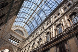 Galleria Umberto I. Shopping arcade covered by a large glass dome