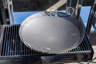 Set of new metal pans as cookware