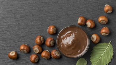 Top view delicious hazelnut chocolate. Resolution and high quality beautiful photo