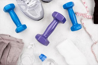 Top view dumbbells arrangement. Resolution and high quality beautiful photo