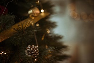 Pine cone christmas tree decorated with wreath balls. Resolution and high quality beautiful photo