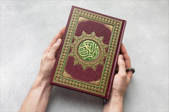 Top view islamic new year with quran book. Resolution and high quality beautiful photo