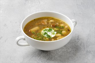 Mushrooms and potato soup with sour cream