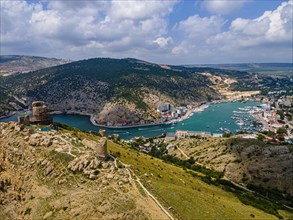 Aerial of the castle and bay of Balaklava