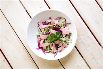 Salad with red and white cabbage
