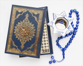 Close up islamic new year concept with quran book