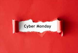 Top view ripped paper cyber monday promotion. Resolution and high quality beautiful photo