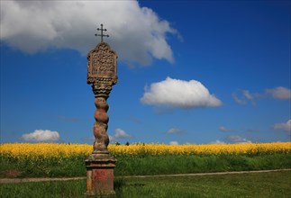 Wayside shrine in the field landscape near Hofbieber in the Rhoen
