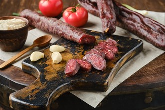 Dried sausage made of venison meat