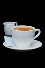 Milk and coffee. Photo with clipping path isolated on black background