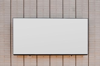 Rectangular white blank billboard striped wall