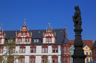Town house and statue on the market square