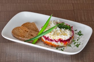 Traditional russian salad with beet