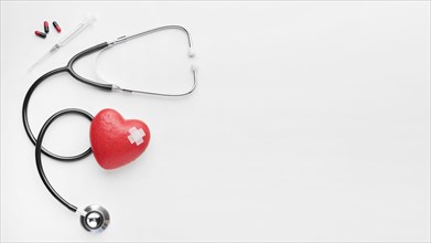 Top view world heart day concept with stethoscope. Resolution and high quality beautiful photo