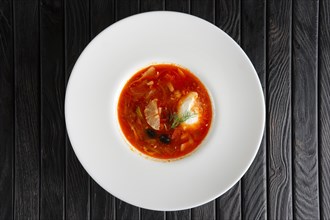 Traditional russian solyanka soup