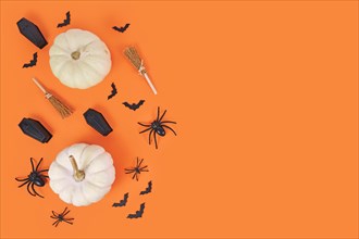 Halloween arrangement with white pumpkins