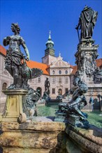 Fountain in the fountain courtyard of the Munich Residenz. Munich