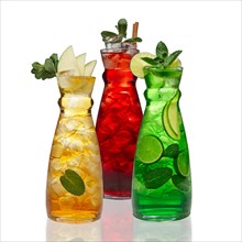 Three jar with icy drinks