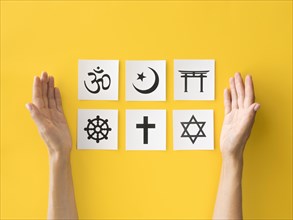 Flat lay religious symbols