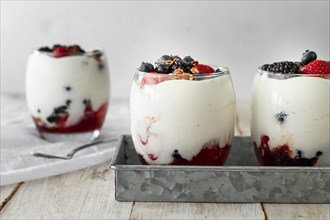 Fruit yogurt glasses assortment