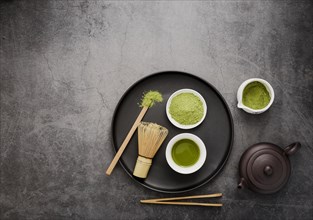Top view matcha tea essentials. Resolution and high quality beautiful photo