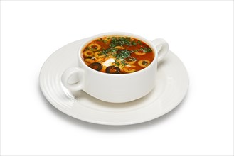 Layout for menu. Solyanka sour soup