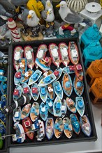 Set of small colorful model boats