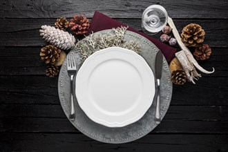 Top view empty christmas plate. Resolution and high quality beautiful photo