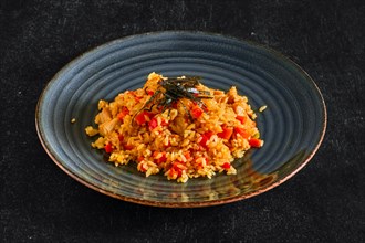 Curry risotto with chicken and bell pepper